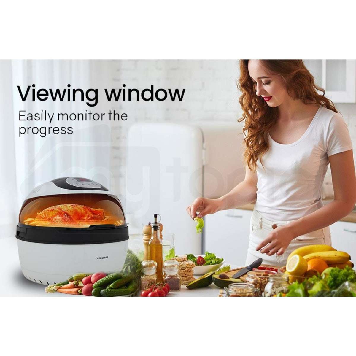Eurochef 10L Electric Digital Air Fryer With Rotisserie, Rotating Fry