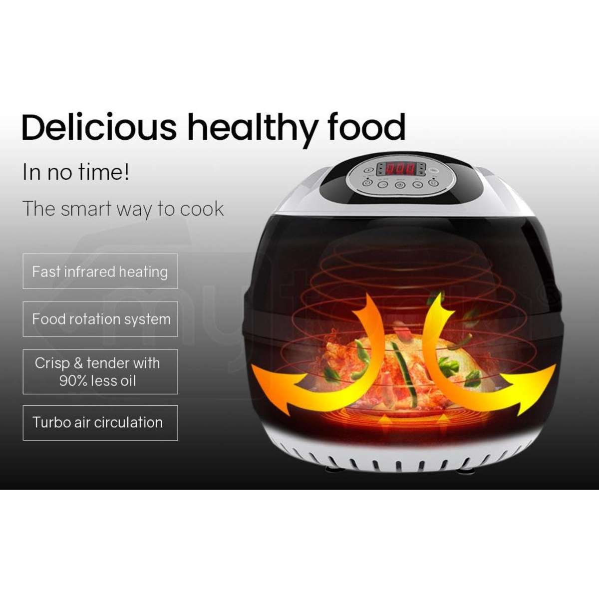 Eurochef 10L Electric Digital Air Fryer With Rotisserie, Rotating Fry