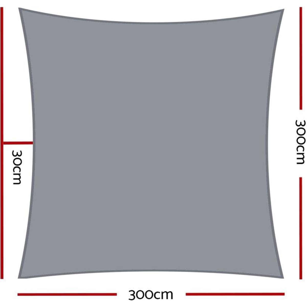 Instahut Shade Sail 3x3m Square 280GSM 98 Grey Shade Cloth Woolworths