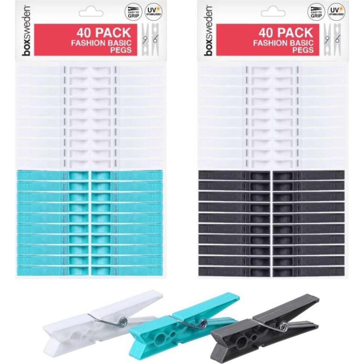 Boxsweden Clothes Pegs Assorted 4x 40PK Woolworths