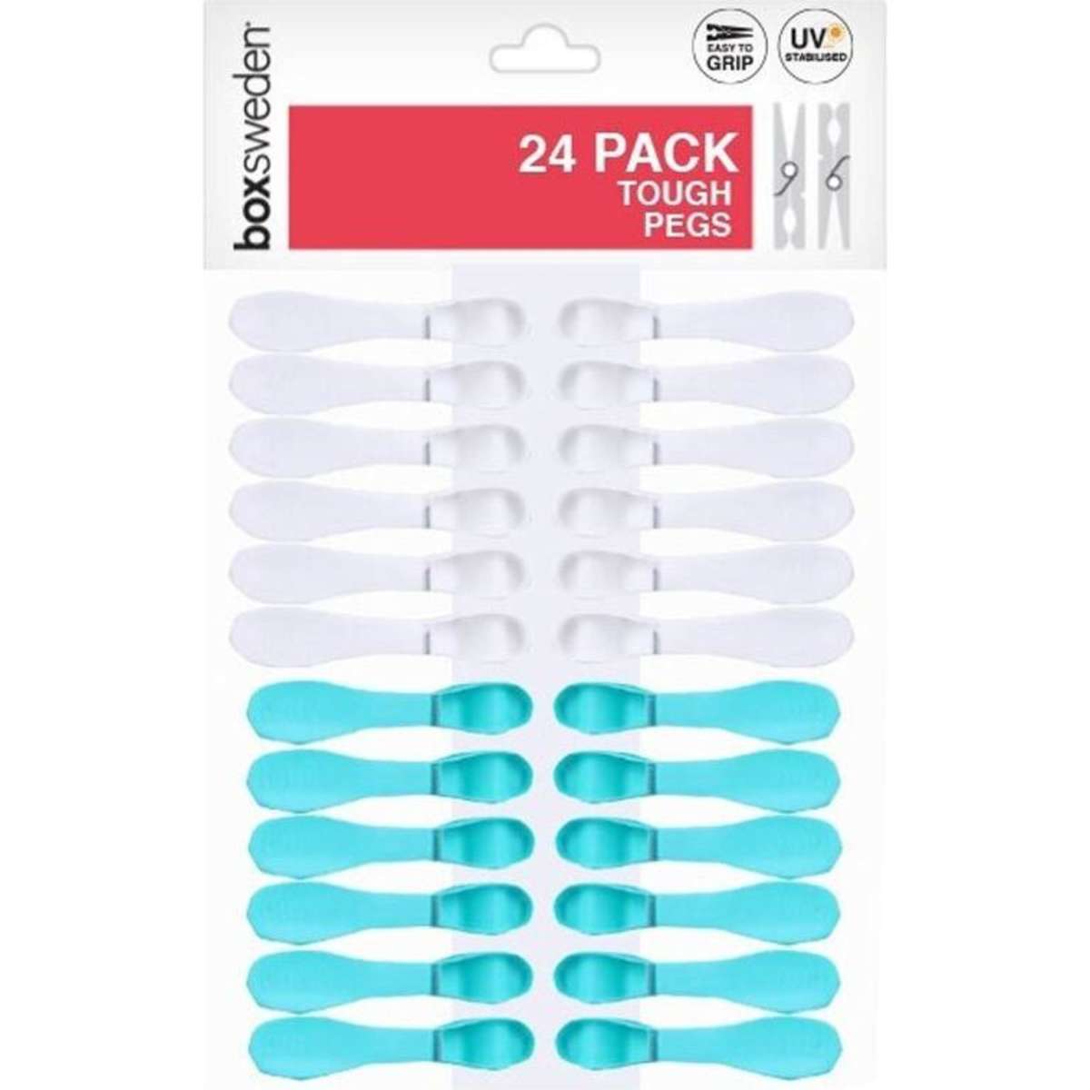 Boxsweden Clothes Pegs Tough Assorted 4x 24PK Woolworths
