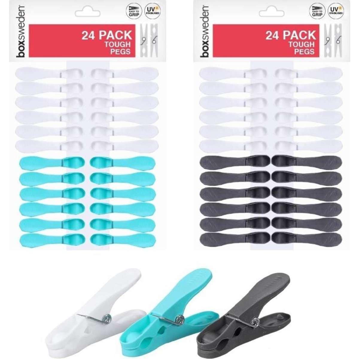 Boxsweden Clothes Pegs Tough Assorted 4x 24PK Woolworths