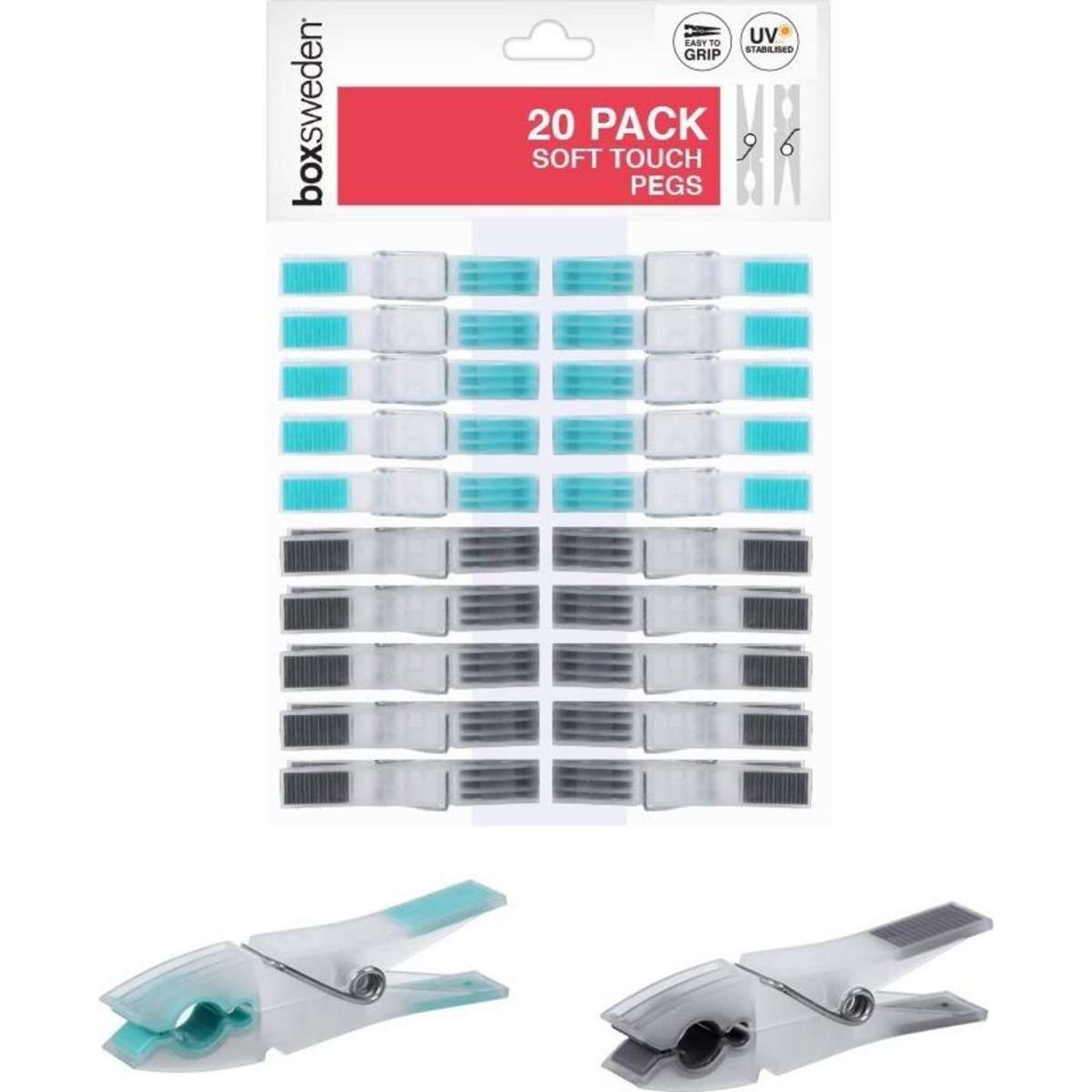 Box Sweden Clothes Pegs Soft Touch 4x 20PK Woolworths