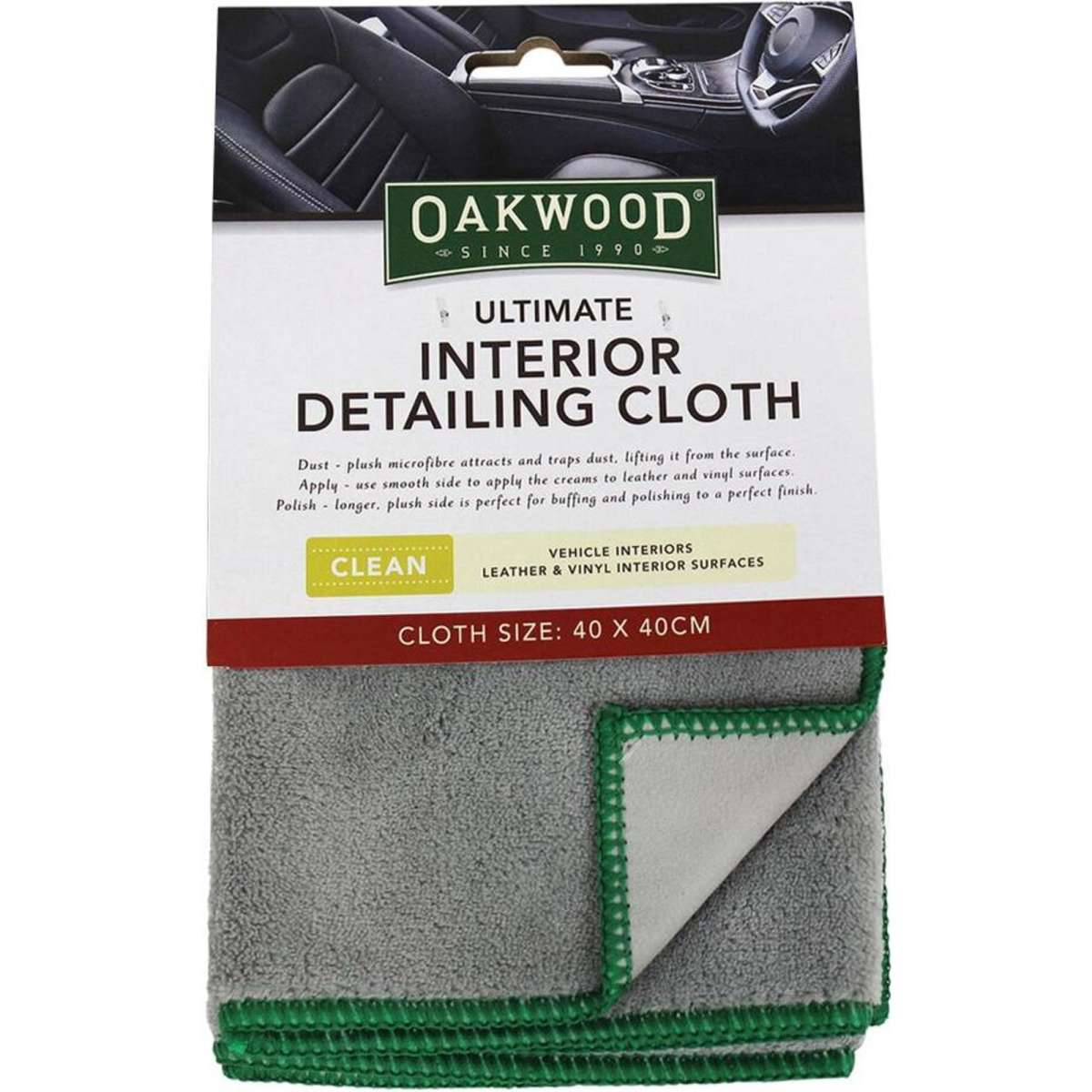 Oakwood Ultimate Microfibre Interior Detailing Cloth For Car 40x40cm