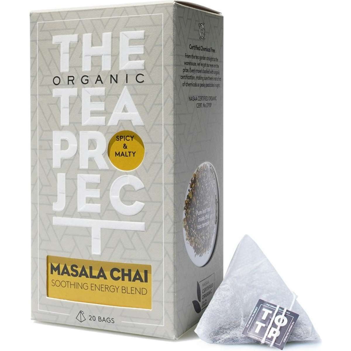 The Organic Tea Project Masala Chai Tea Bags 60 pack pyramid tea bags