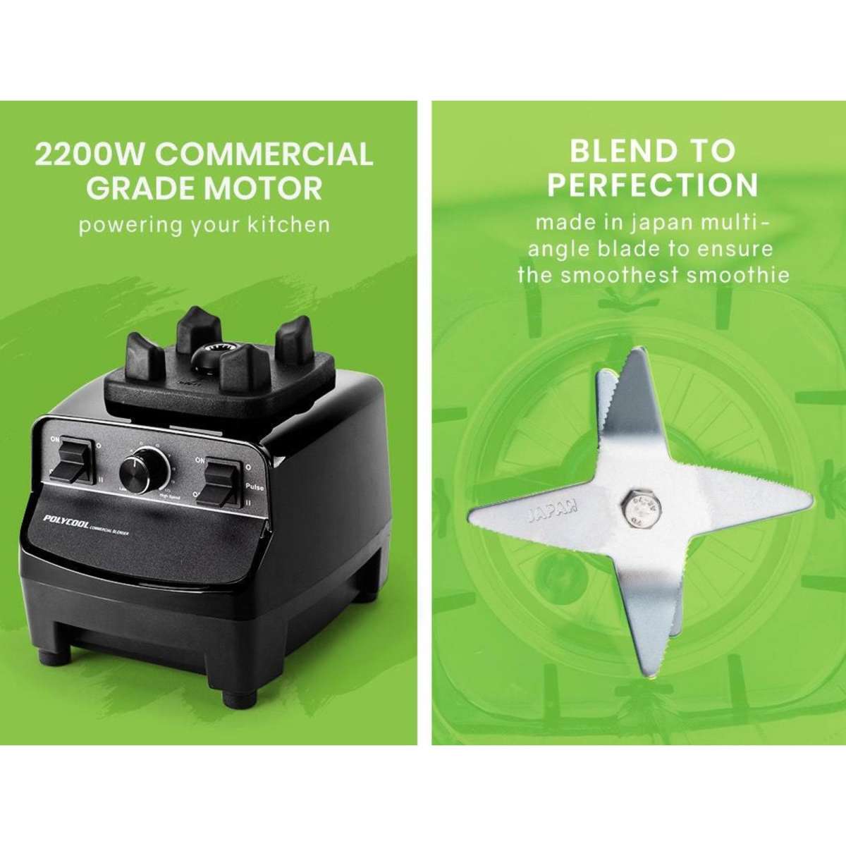 Polycool 2L Commercial Blender Mixer Food Processor Smoothie Ice Crush Black Woolworths