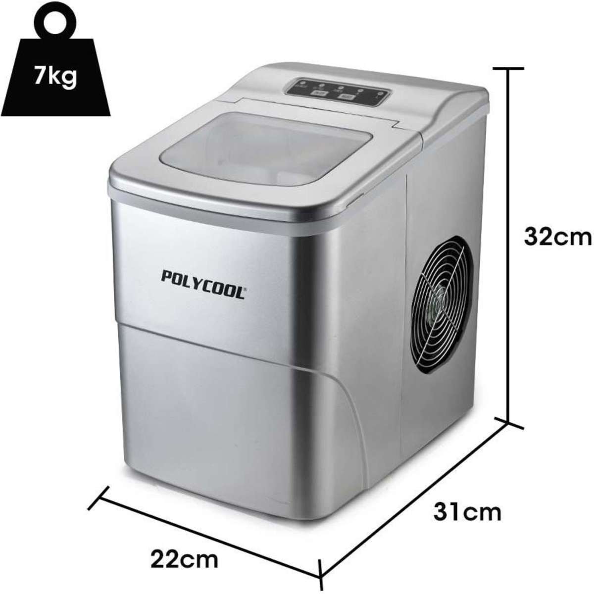 Polycool 2L Portable Ice Cube Maker Machine Automatic With Control