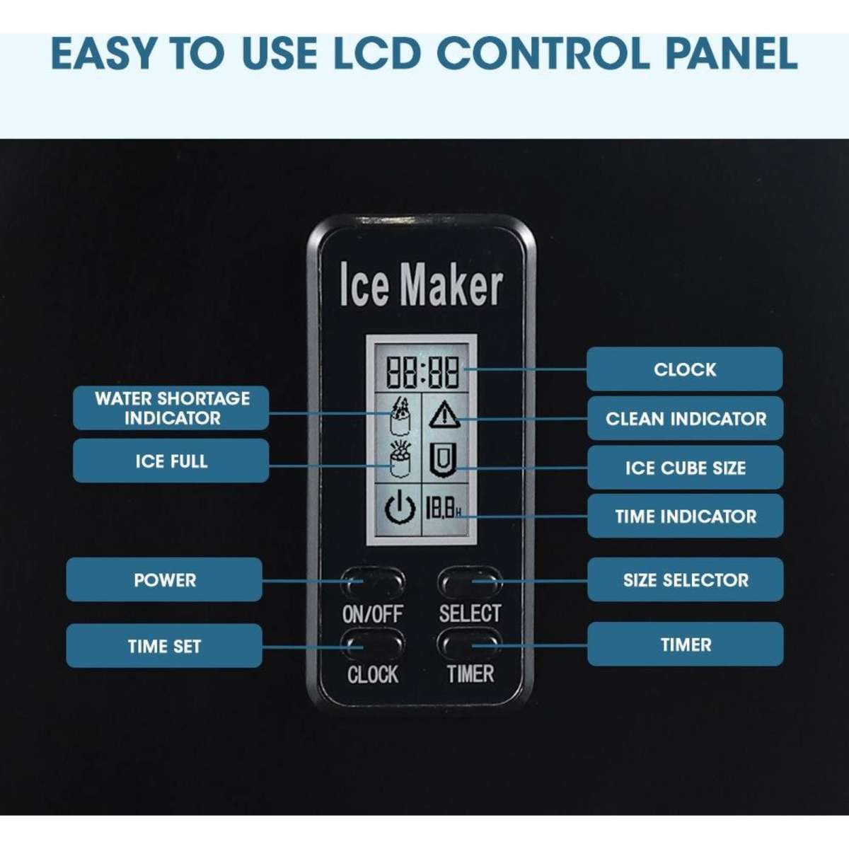 Polycool 3.2L Portable Ice Cube Maker Machine Automatic With Lcd Control Panel, Black Woolworths