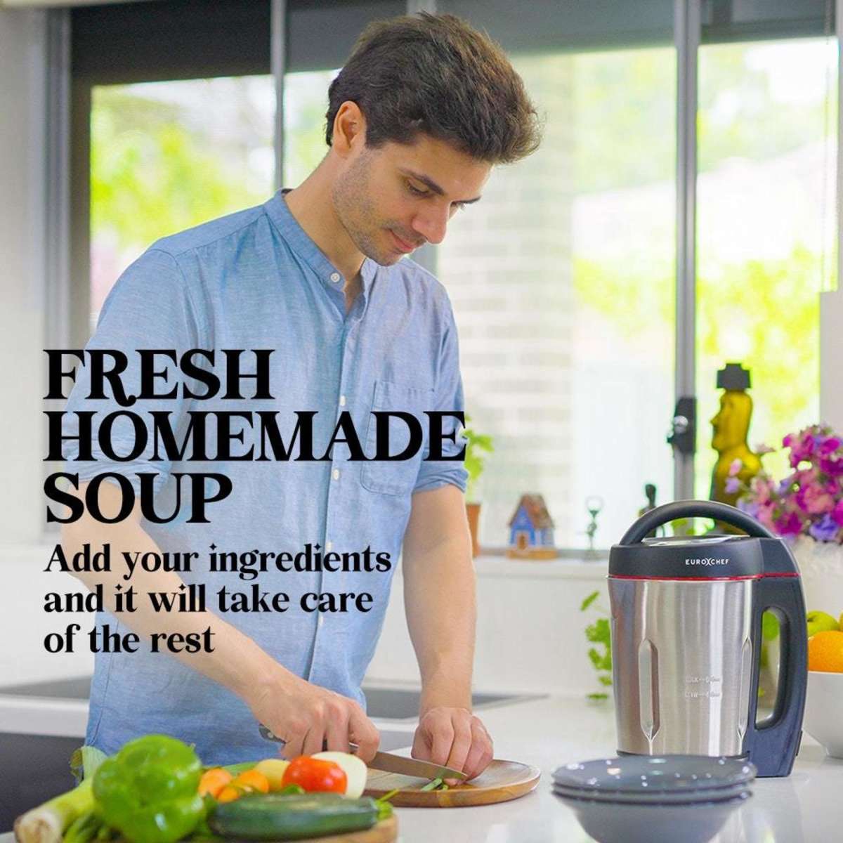 Eurochef Soup Maker Blender Smoothie Compact Hot Cold Stainless Steel