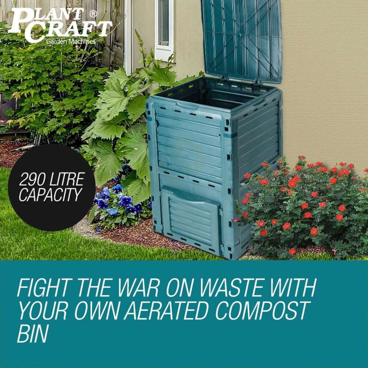 Plantcraft 290L Aerated Compost Bin Food Waste Garden Recycling