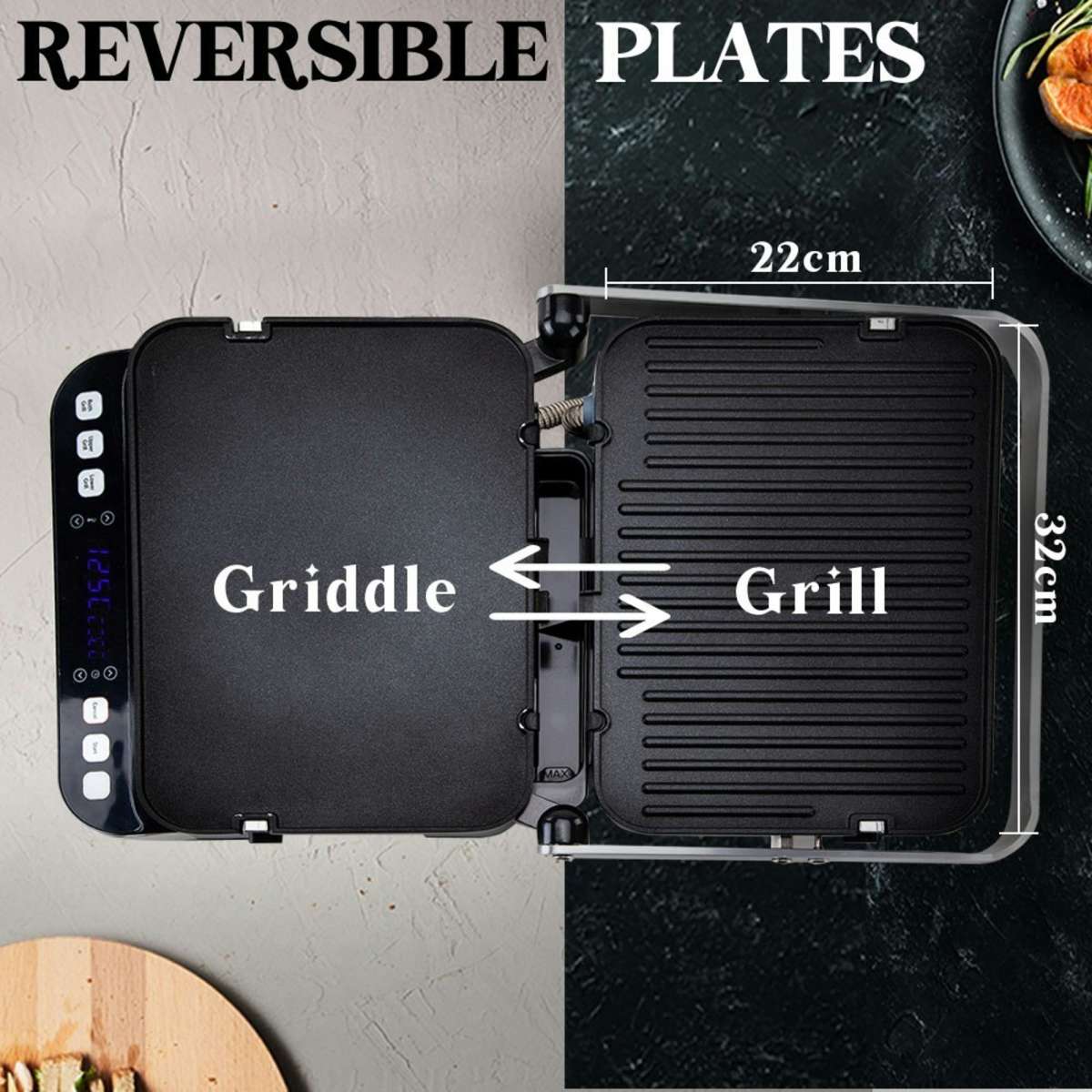 Eurochef Sandwich Grill Press Maker Smart Multi Contact Cafe Style