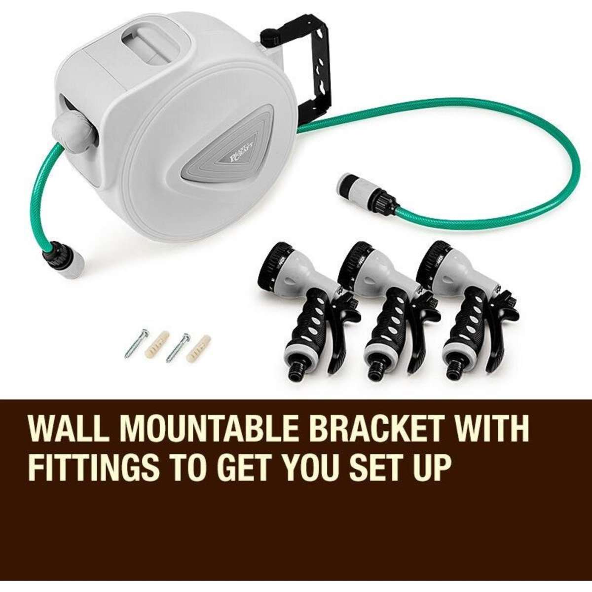 Plantcraft 10M Retractable Garden Water Hose Reel Storage Spray Gun