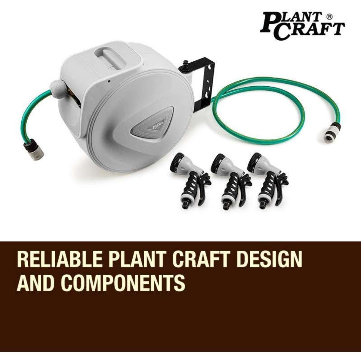 Plantcraft 20M Retractable Garden Water Hose Reel Storage Spray Gun
