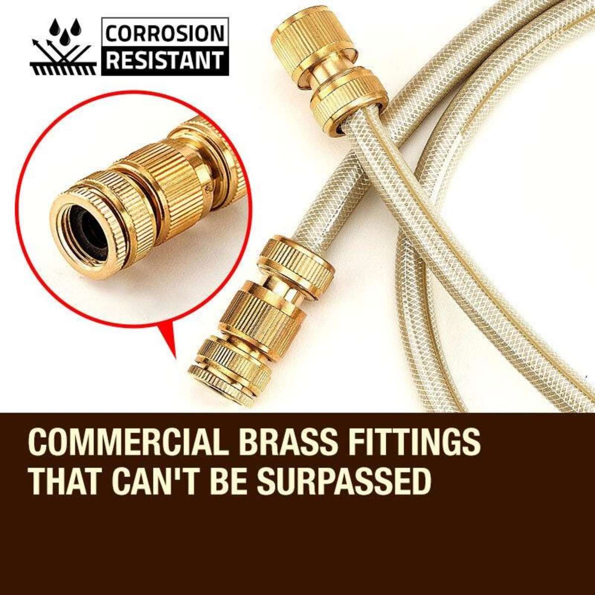 Plantcraft 30M Retractable Garden Water Hose Reel Brass Wall Mount Gun