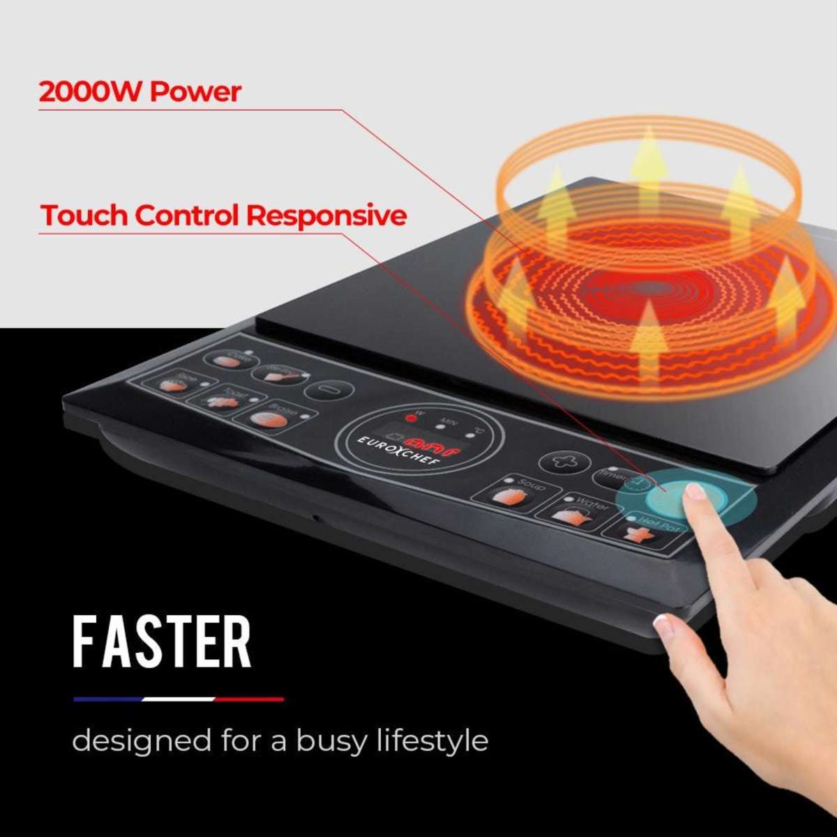 Eurochef Electric Induction Cooktop Portable Kitchen Cooker Ceramic