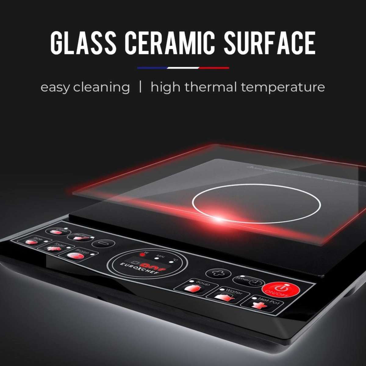 Eurochef Electric Induction Cooktop Portable Kitchen Cooker Ceramic
