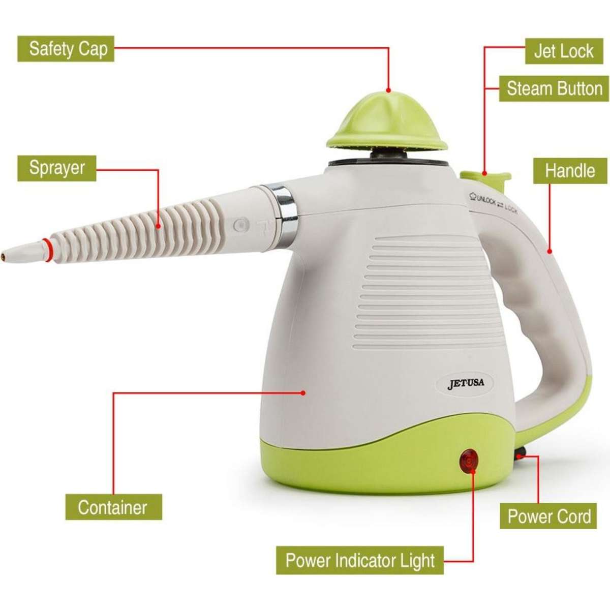 JetUsa Portable Steam Cleaner MultiPurpose High Pressure Handheld