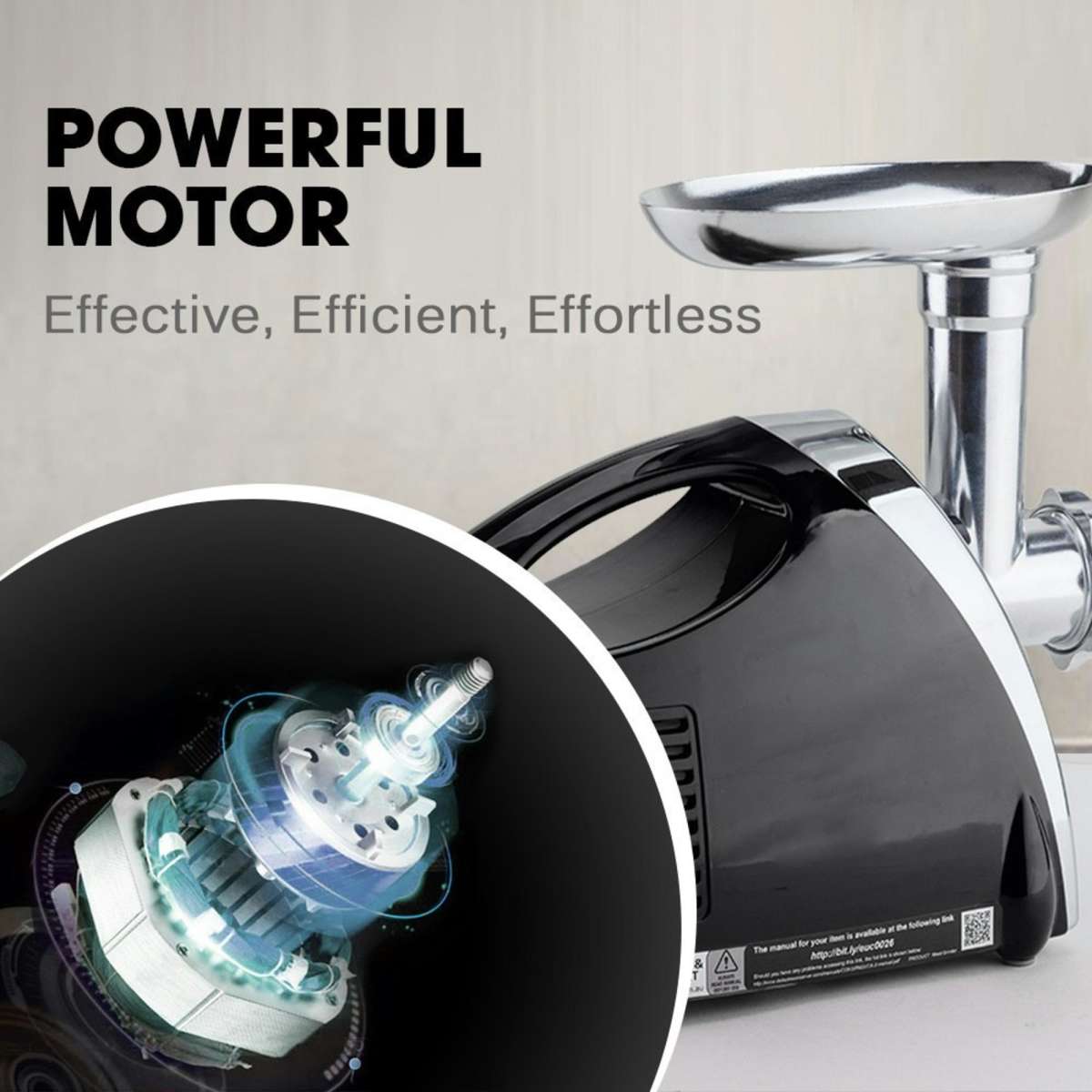 Eurochef 1800W Electric Meat Grinder Mincer Sausage Filler Kibbe Maker