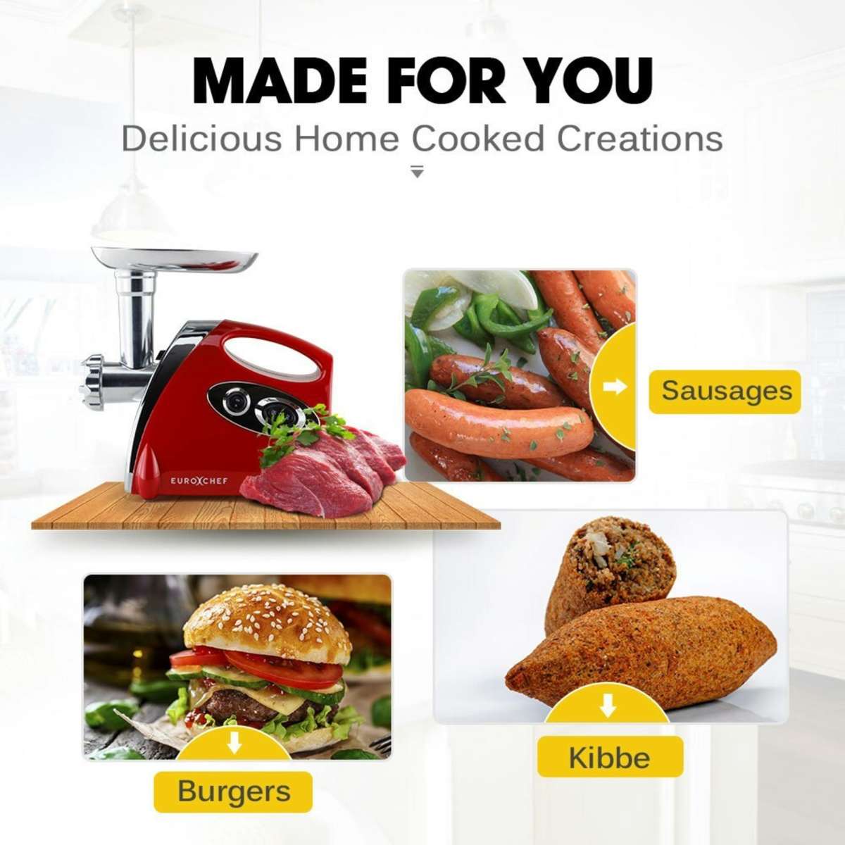 Eurochef Electric Meat Grinder Sausage Maker Filler Mincer Stuffer