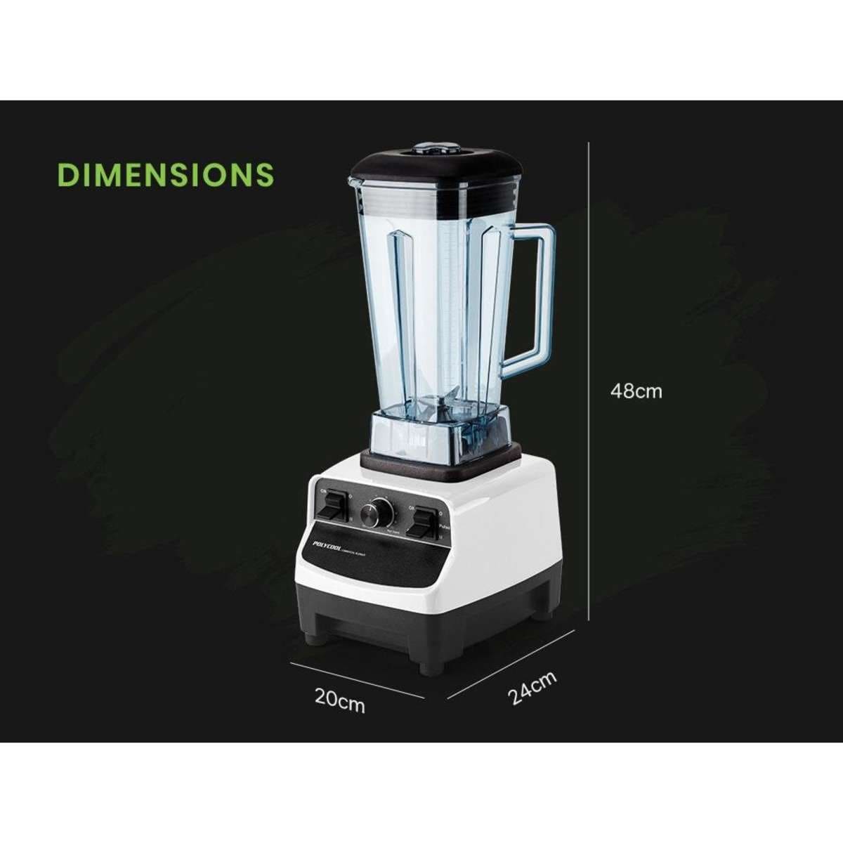 Polycool 2L 2200W CommercialGrade Blender With BpaFree Jug For Drink