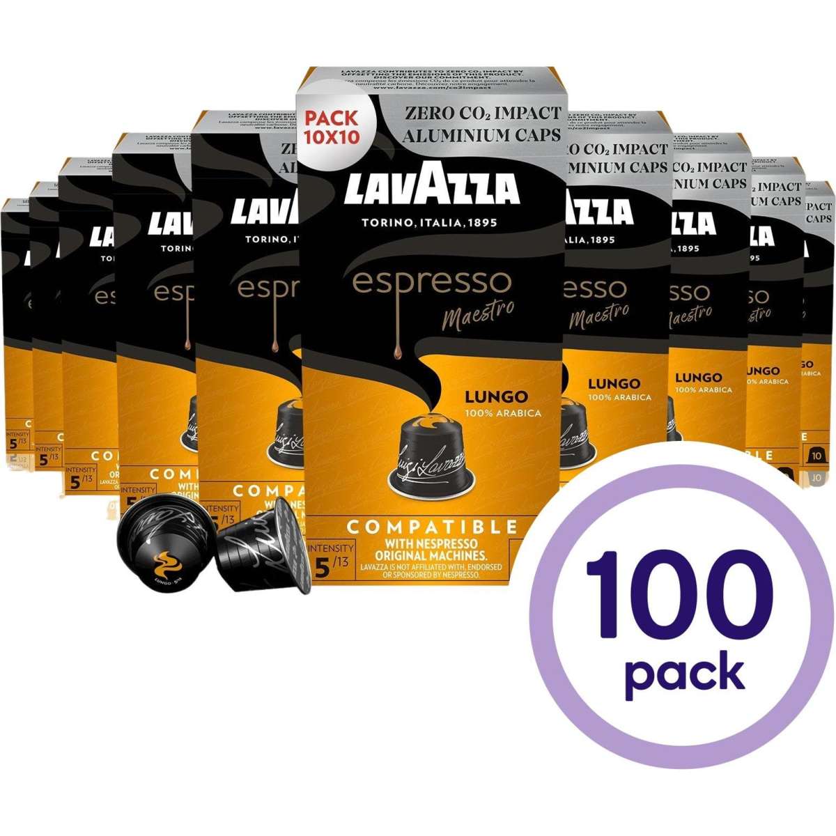 Lavazza Espresso Lungo Nespresso Compatible Capsules 100 Pods | Woolworths