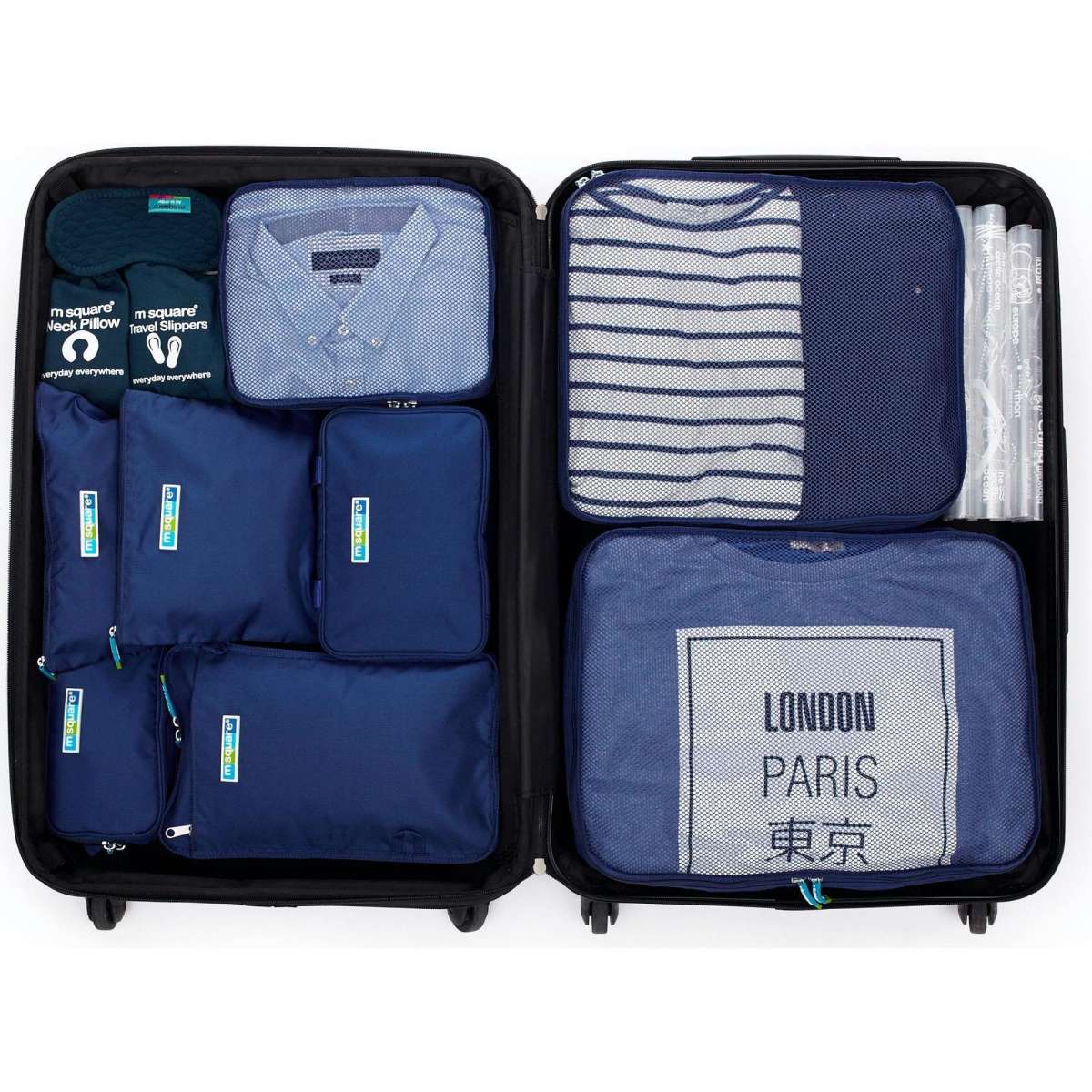 M Square Travel Luggage Packing Organizer Pcs Set Storage Bags Packing Collection Pouch Blue