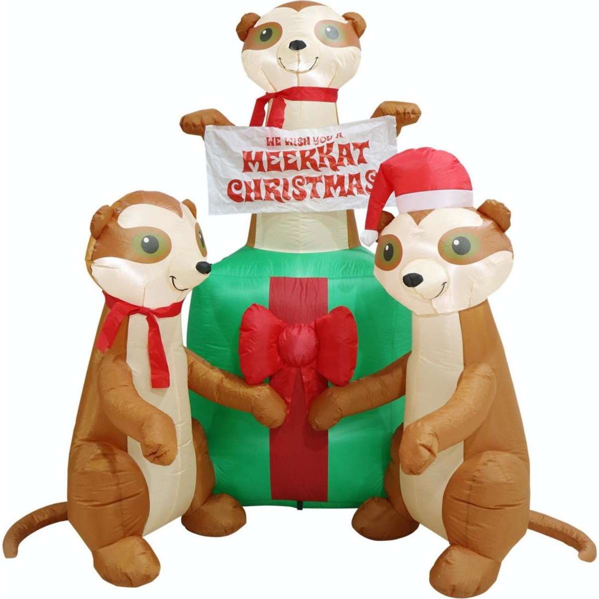 Stockholm Christmas Inflatable Meerkats Gift Scene 1.8m Outdoor Xmas