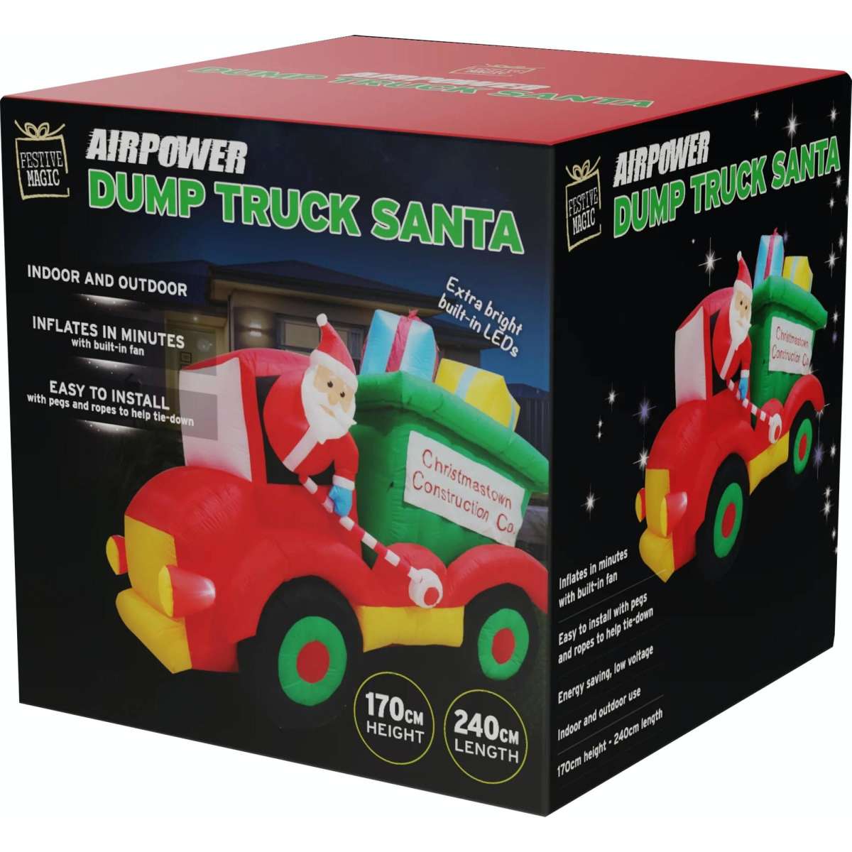 Stockholm Christmas Inflatable Santa Construction Truck Outdoor Xmas