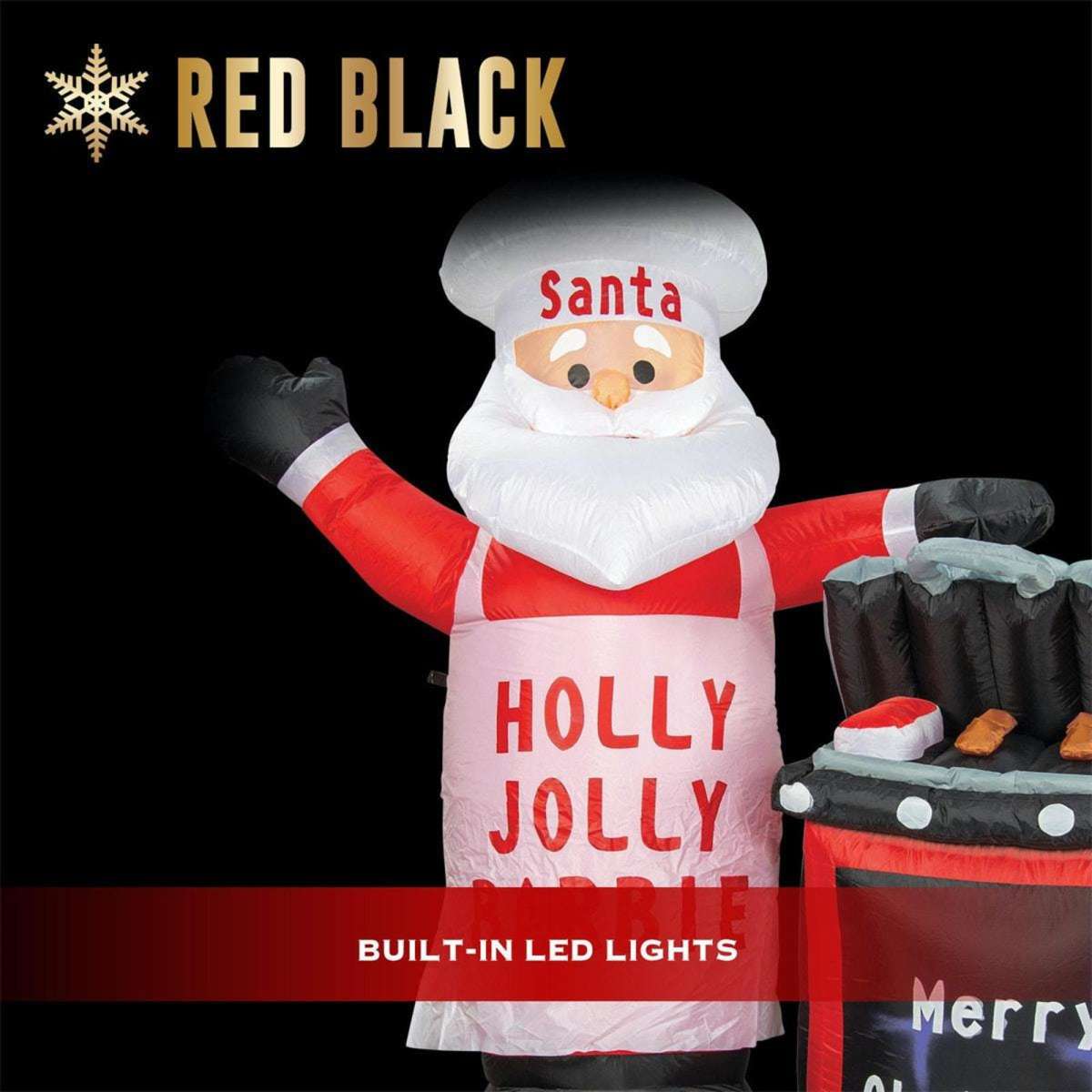 Stockholm Christmas Inflatable BBQ Santa 1.7M Xmas Lights Outdoor