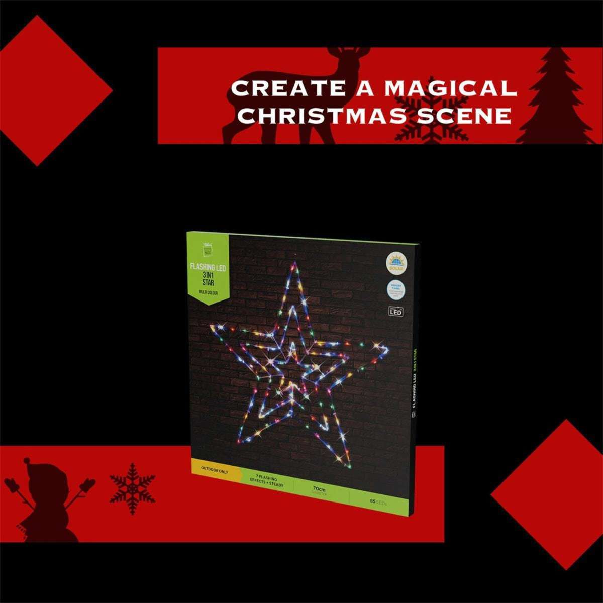 Stockholm Christmas Lights Solar LED Star Tubelight Multi Woolworths