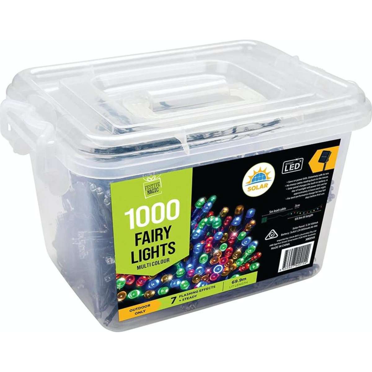 Stockholm Christmas Lights LED Solar 1000 Fairy Lights Multi Woolworths