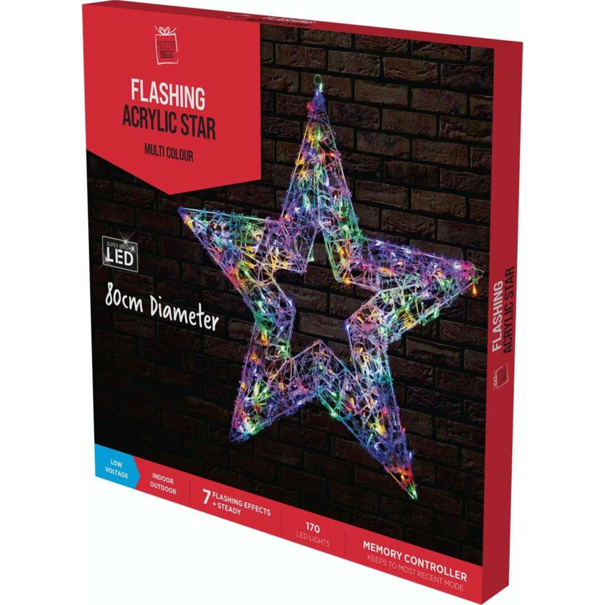 Stockholm Christmas Lights LED Acrylic Star Multi 80x90cm | Woolworths