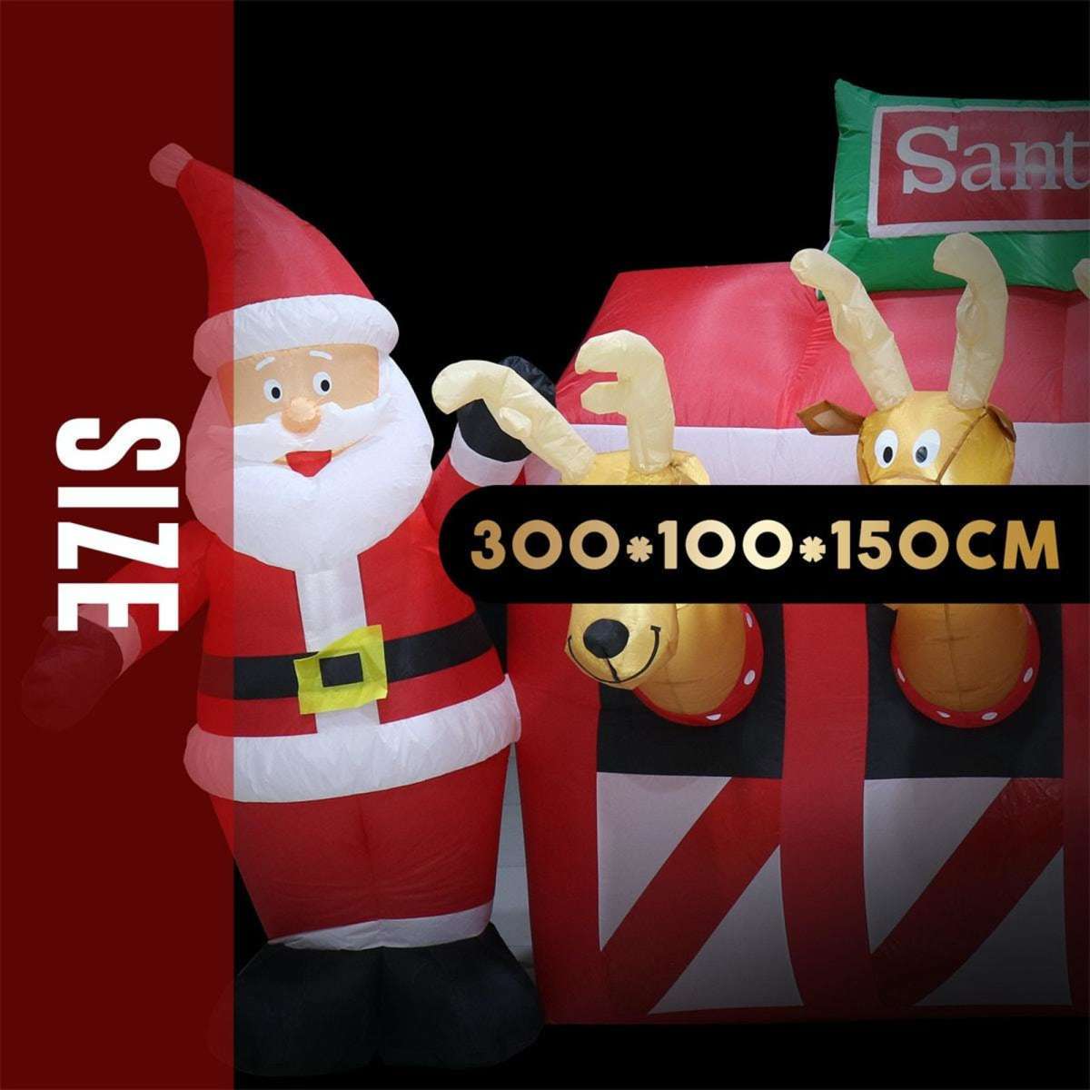 Stockholm Christmas Inflatable Santa's Reindeer Stable 3M Outdoor Xmas Lights Woolworths