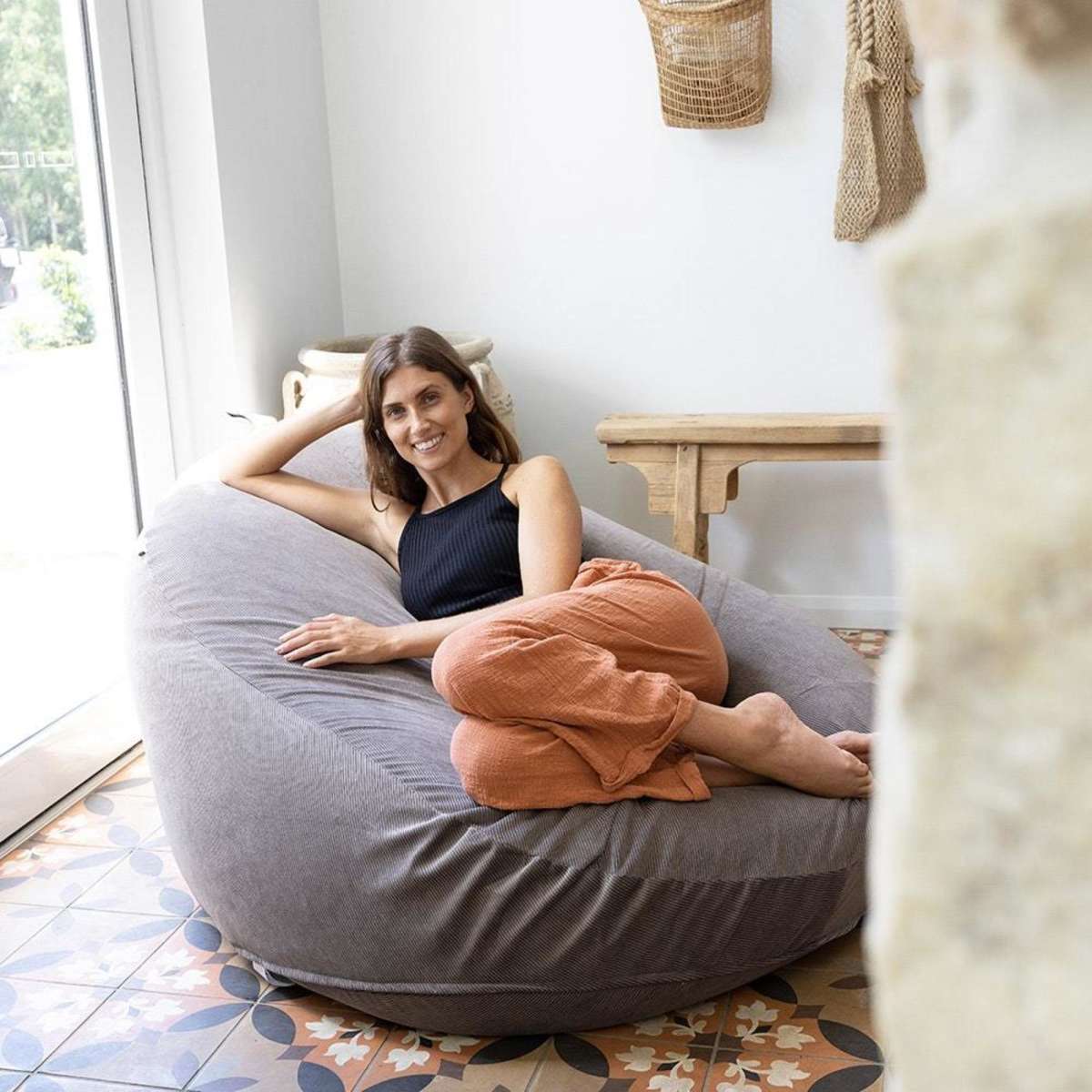 Mooi Living Large Ribbed Corduroy Bean Bag Chairs Brown Woolworths