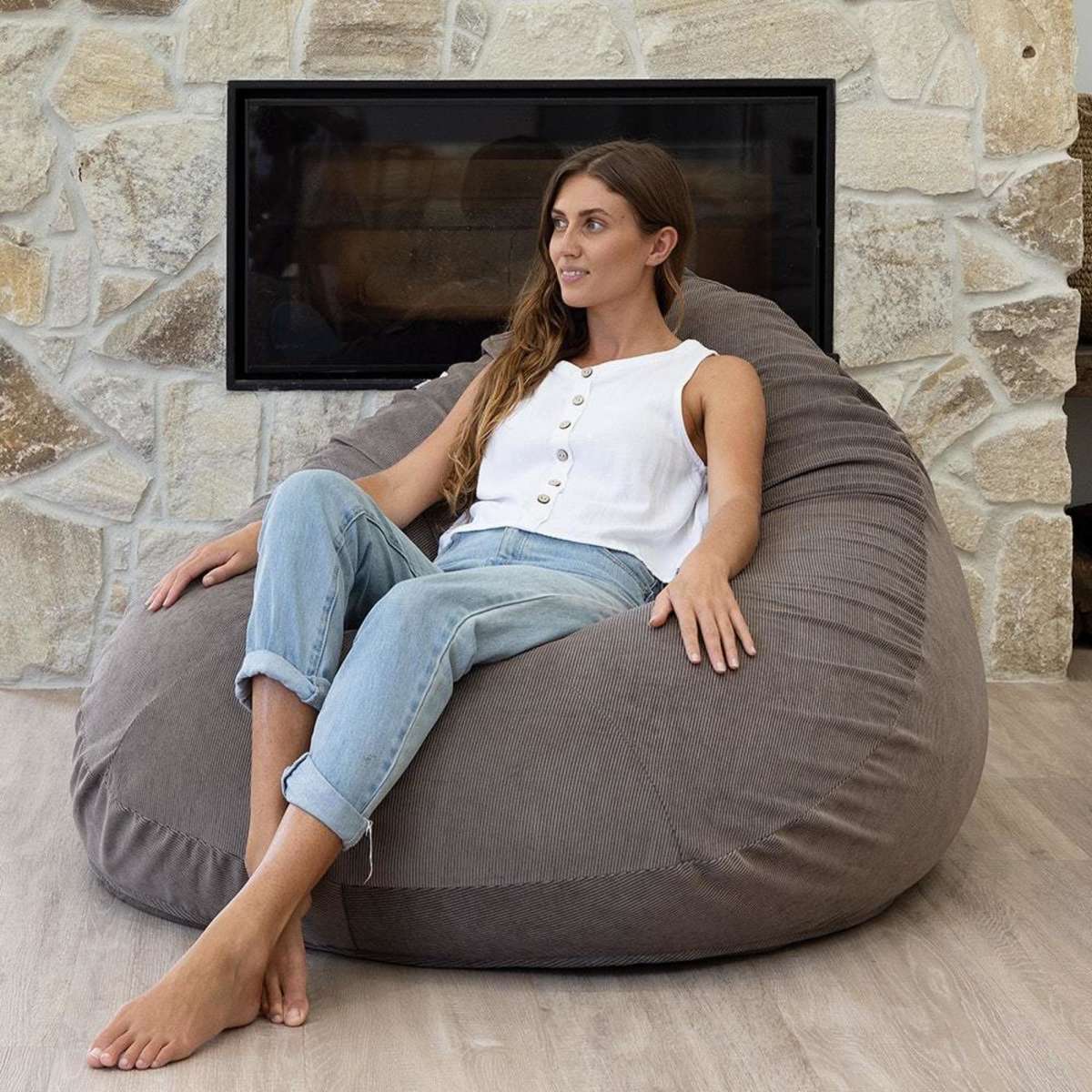 Mooi Living Large Ribbed Corduroy Bean Bag Chairs – Brown | Woolworths