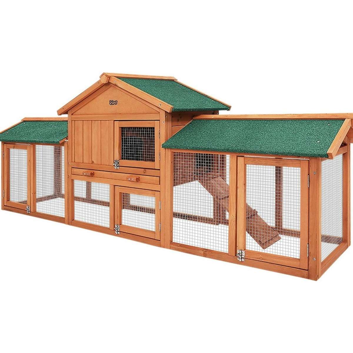 i.Pet Chicken Coop Rabbit Hutch 220cm x 44cm x 84cm Large Run Wooden