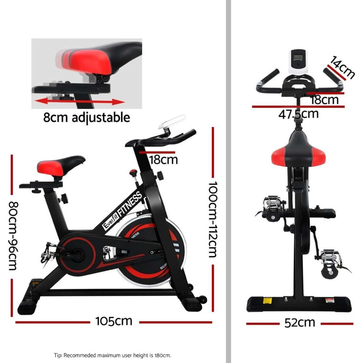 Everfit Spin Bike Exercise Bike Flywheel Cycling Home Gym Fitness