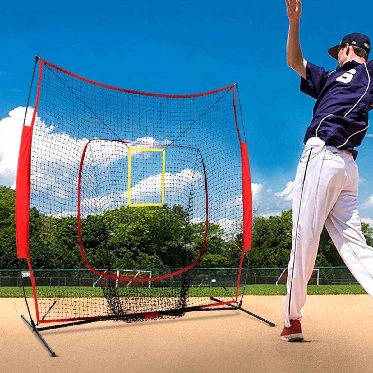 Everfit 7ft Baseball Net Pitching Kit with Stand SoftballÂ Training Aid