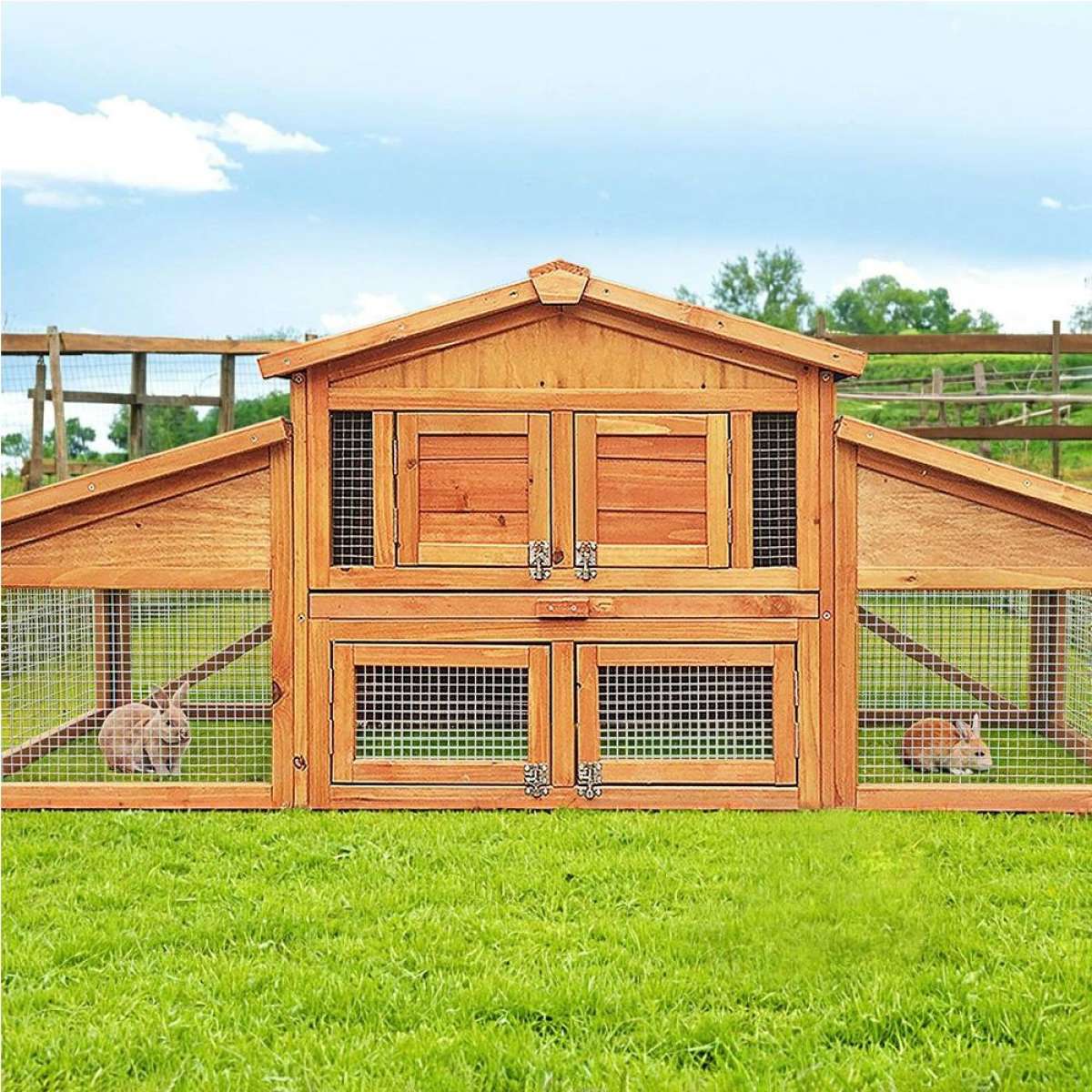i.Pet Chicken Coop Rabbit Hutch 169cm x 52cm x 72cm Large House Outdoor