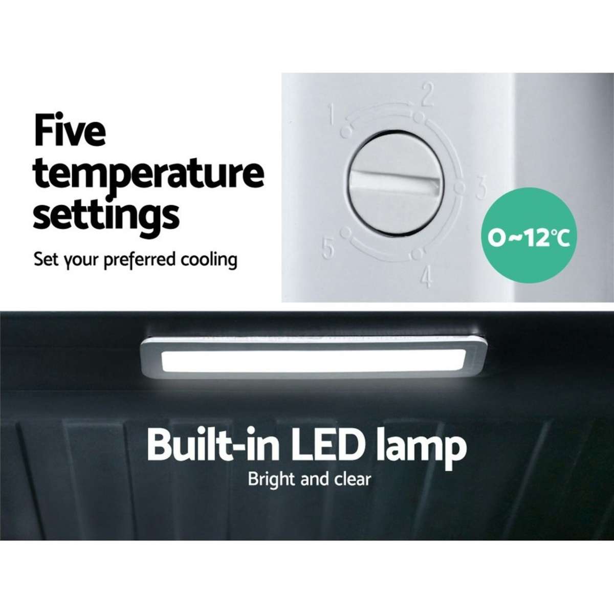 Devanti 70L Bar Fridge Glass Door w/Light Black Woolworths