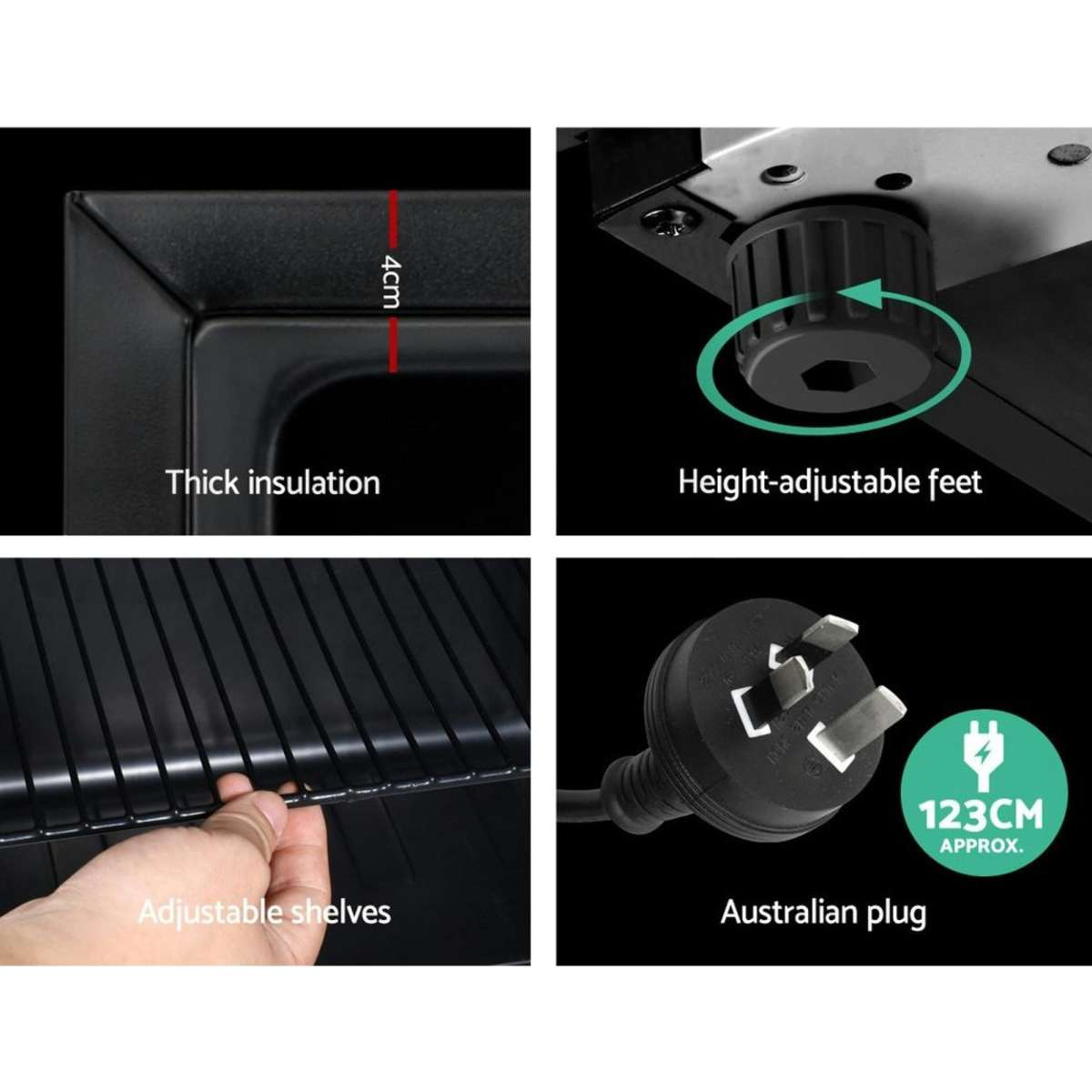 Devanti 70L Bar Fridge Glass Door w/Light Black Woolworths