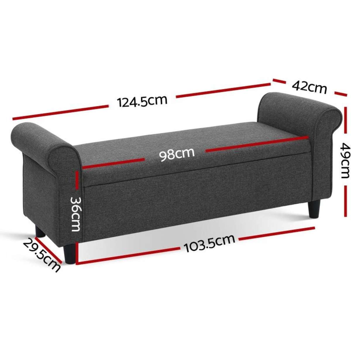Artiss Storage Ottoman Blanket Box 125cm Arm Linen Grey Woolworths