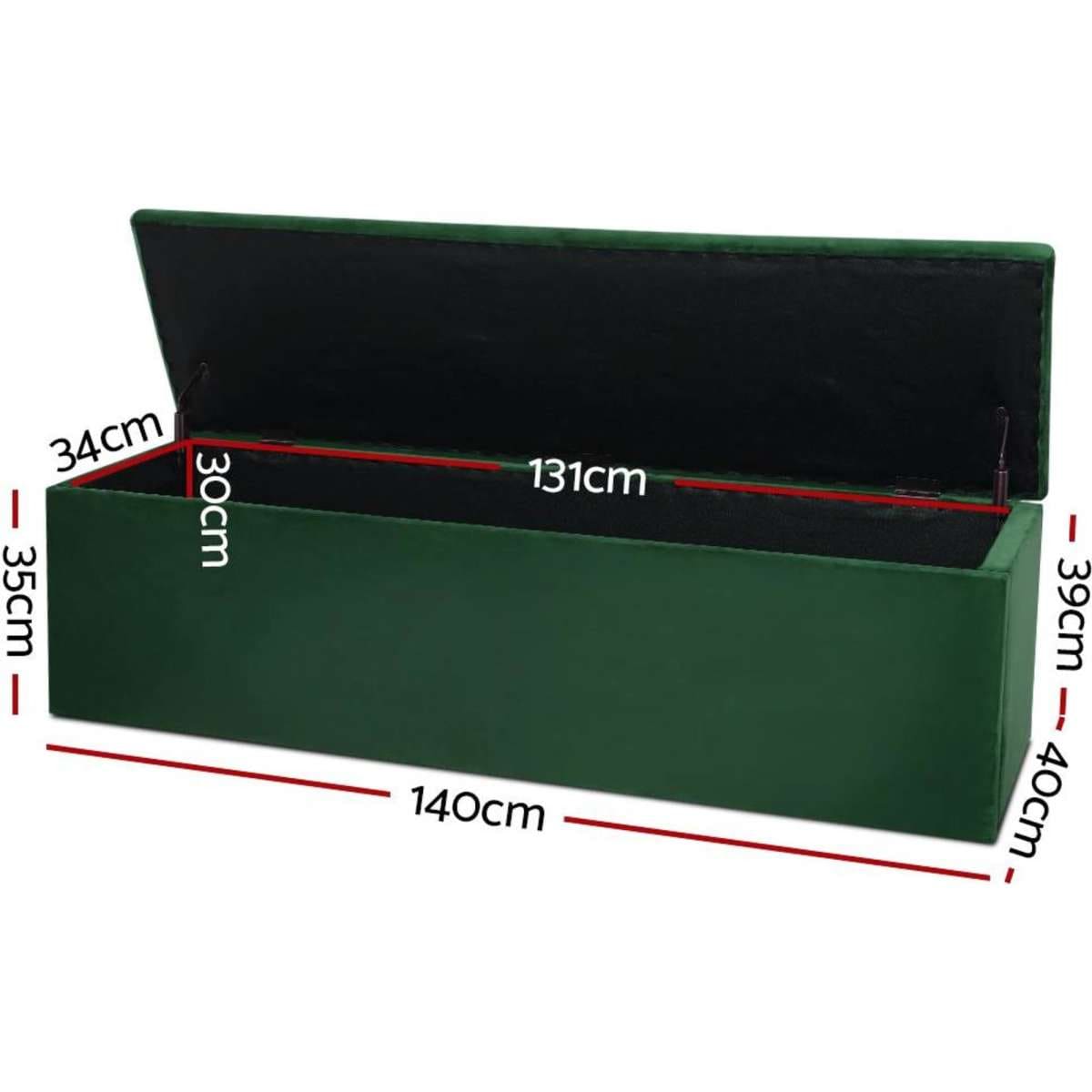 Artiss Storage Ottoman Blanket Box 140cm Velvet Green Woolworths
