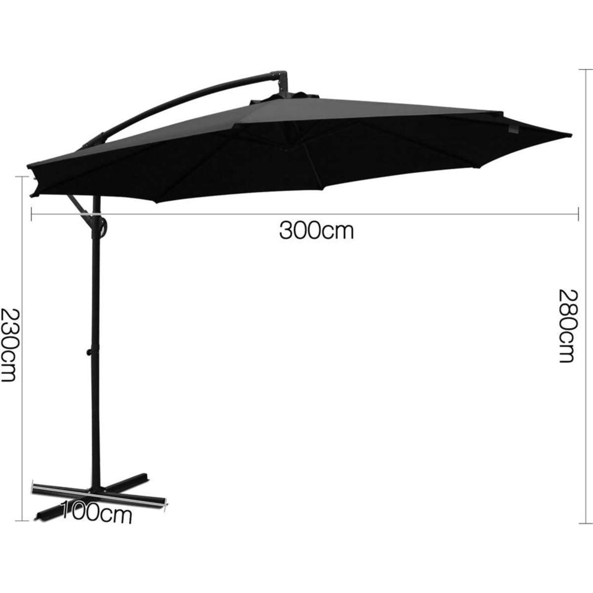 Instahut 3M Outdoor Umbrella Cantilever Garden Umbrellas Shade Deck Patio Black Woolworths