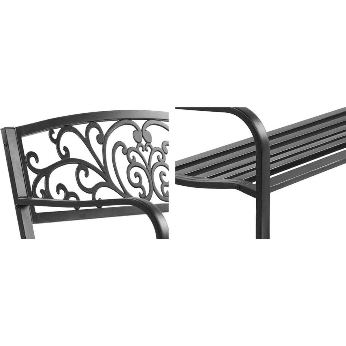 Gardeon Outdoor Garden Bench Seat Steel Outdoor Furniture 3 Seater Park Black Woolworths