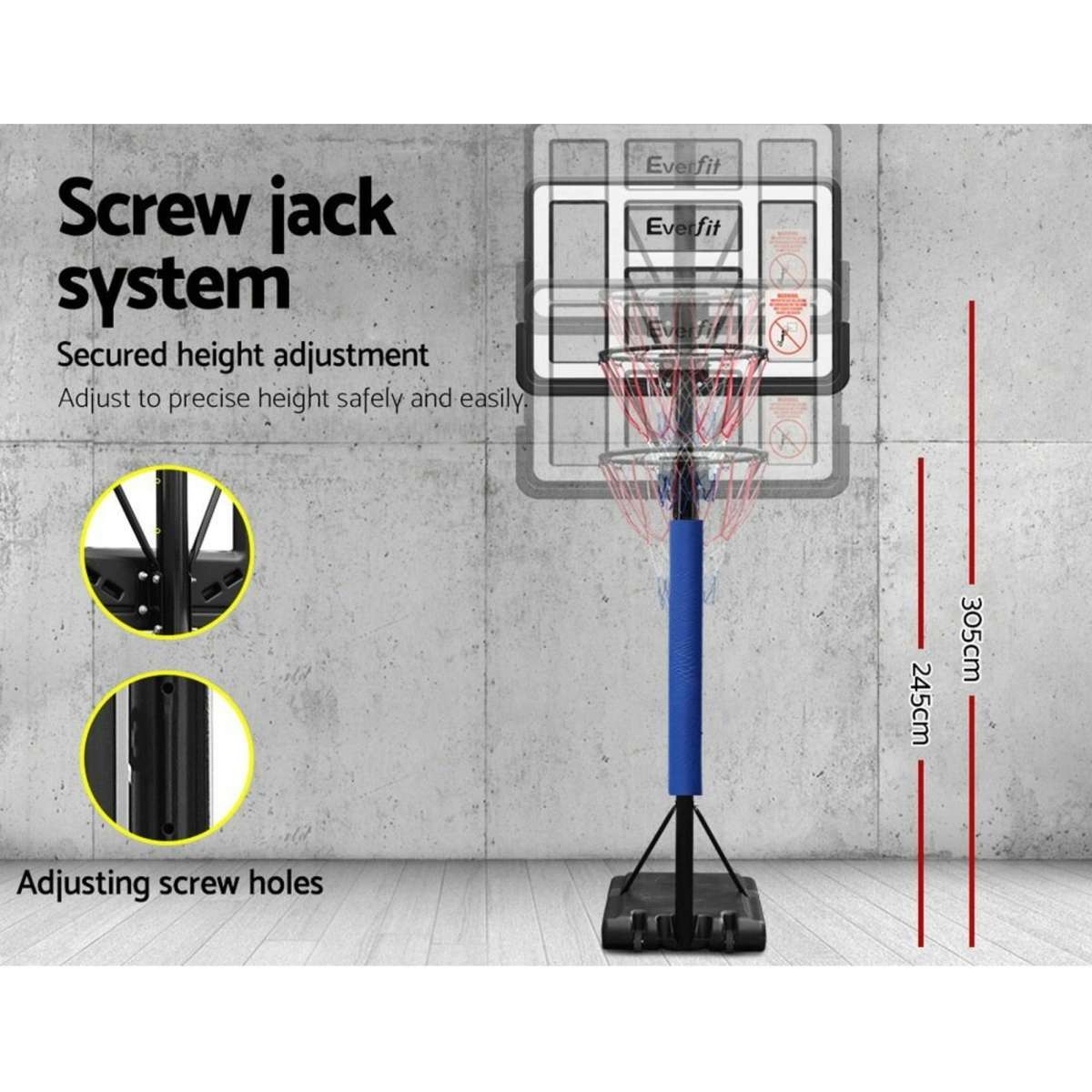 Everfit 3.05M Basketball Hoop Stand System Adjustable Height Portable