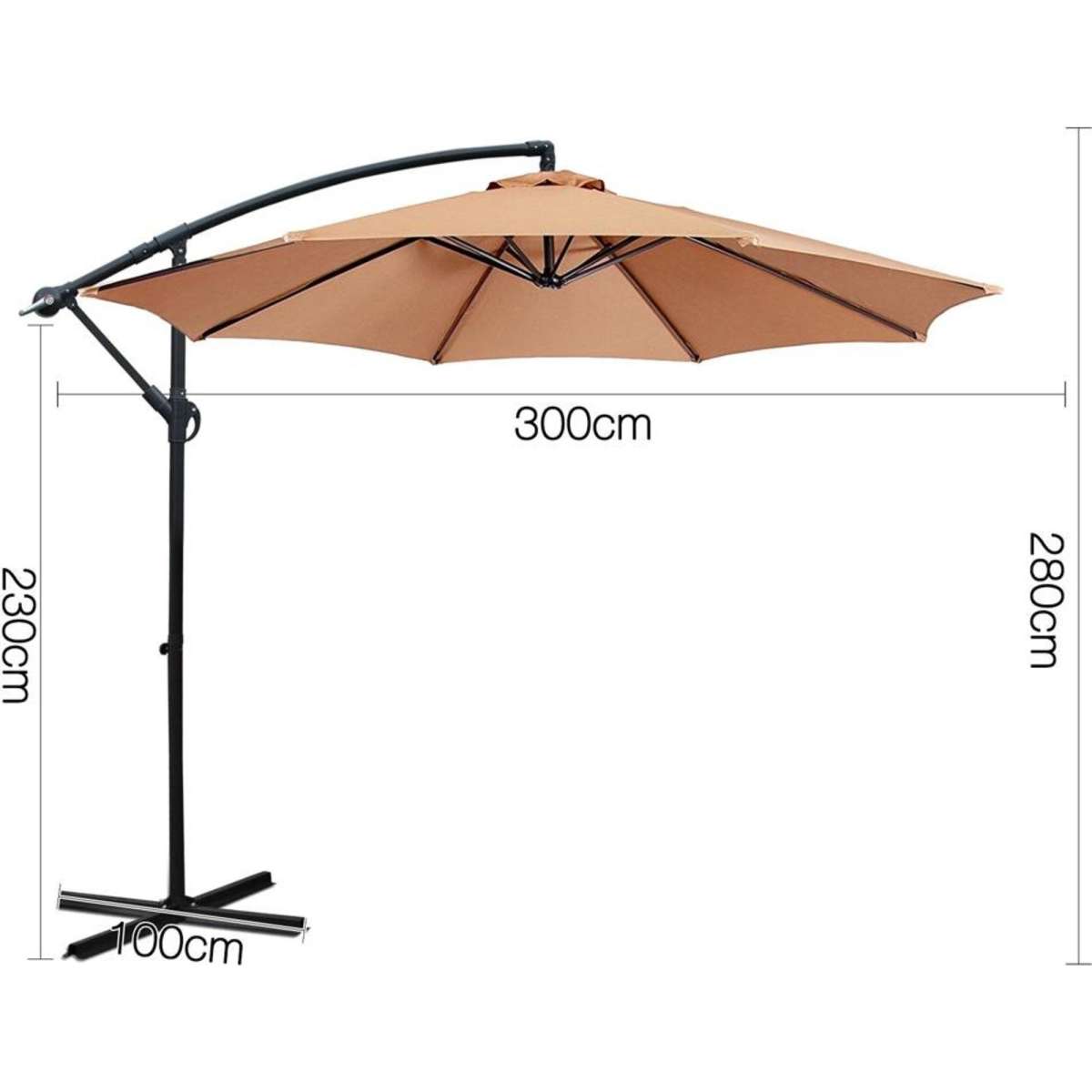 Instahut 3m Outdoor Umbrella Cantilever Beach Garden Patio Beige ...