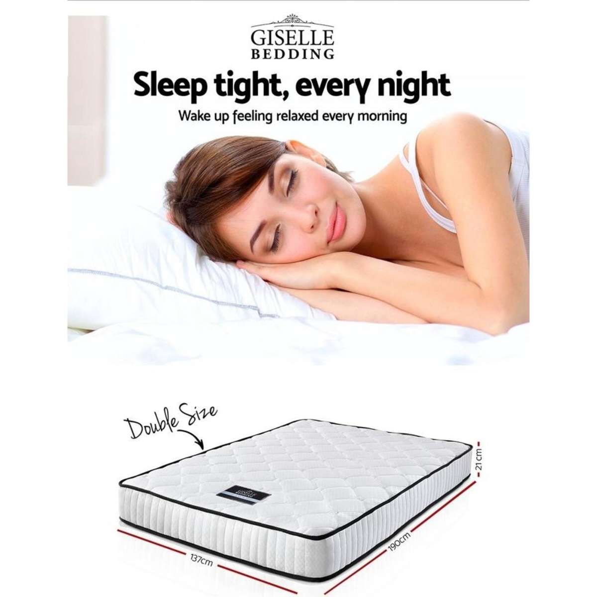 Giselle Bedding 21cm Mattress Tight Top Double Woolworths