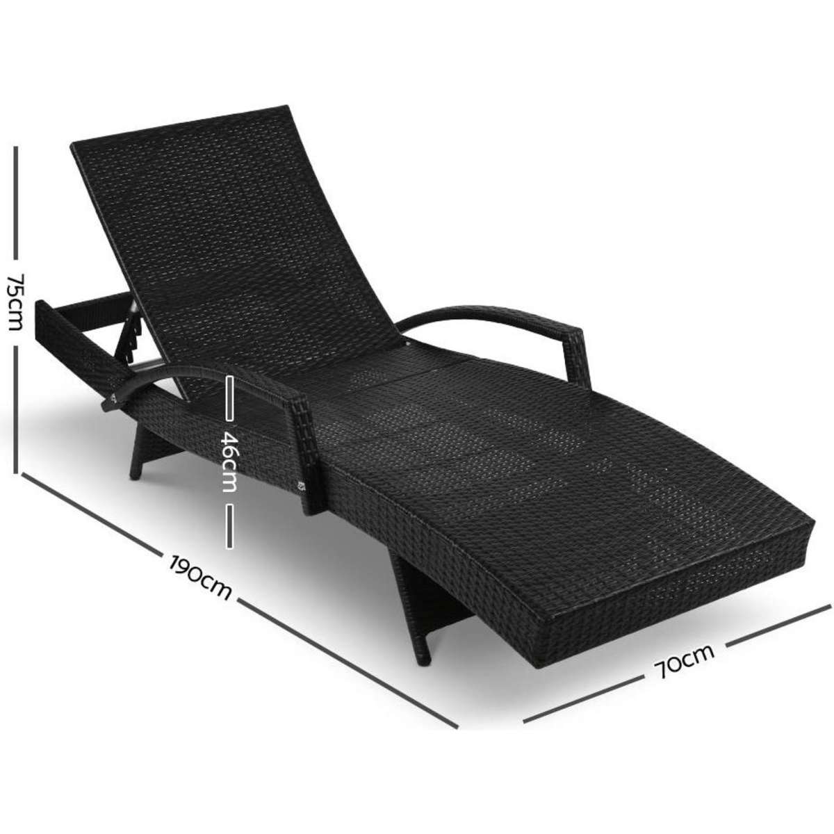 Gardeon Set of 2 Outdoor Sun Lounge Chair with Cushion Black Woolworths