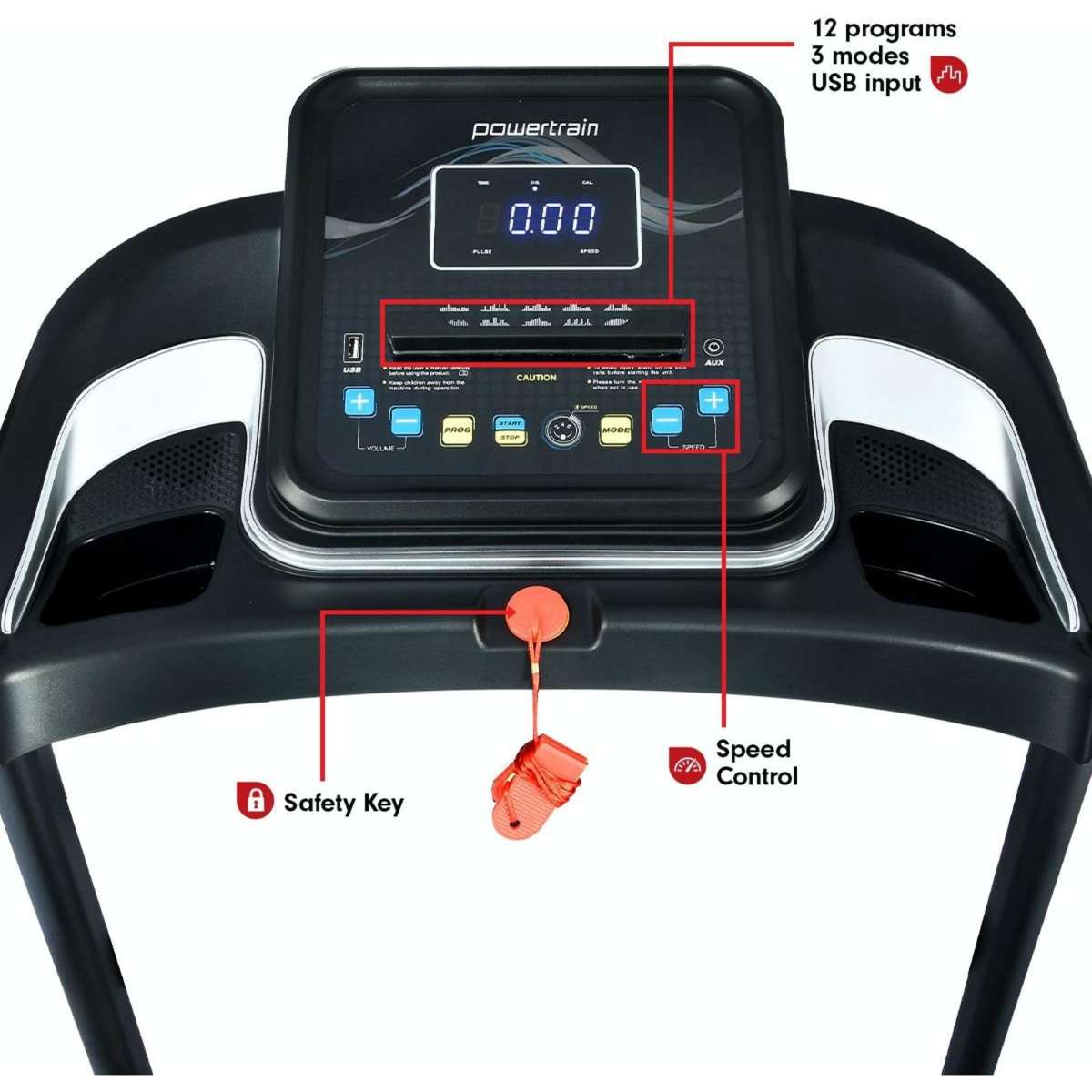 Powertrain MX1 Foldable Home Treadmill for Cardio Jogging Fitness